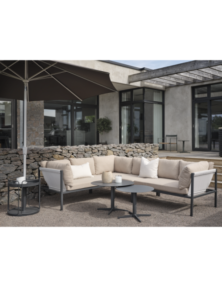 Sofá Esquinero Exterior ALLIE, Aluminio, Textilene / Antracita / Beige - Brafab