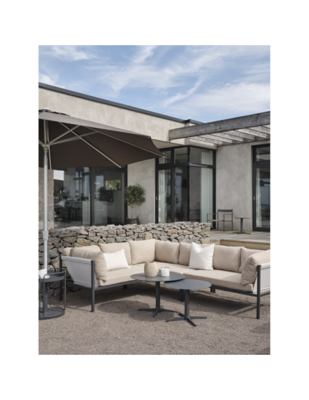 Sofá Esquinero Exterior ALLIE, Aluminio, Textilene / Antracita / Beige - Brafab