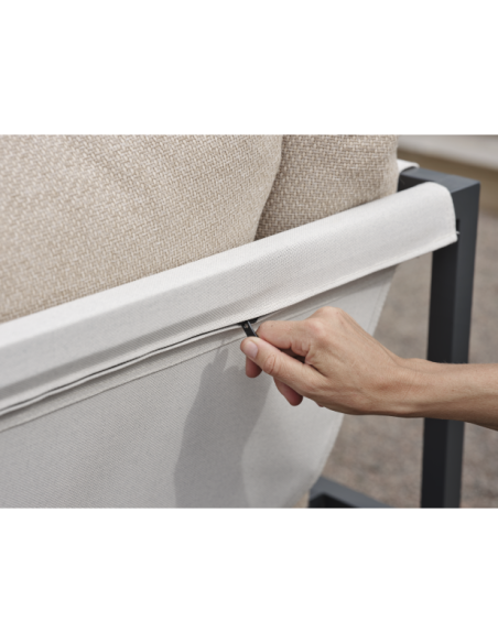 Sofá Esquinero Exterior ALLIE, Aluminio, Textilene / Antracita / Beige - Brafab