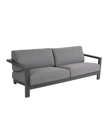 Sofá 3 Plazas Exterior AMESDALE, Aluminio, Olefina / Antracita / Gris - Brafab