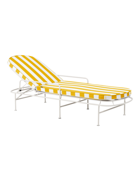 Tumbona Exterior ARTS, Acero, Olefina / Blanco Suave / Amarillo - Brafab