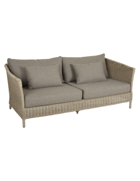 Sofá 3 Plazas Exterior ASTER, Ratán Sintético, Olefina / Beige - Brafab