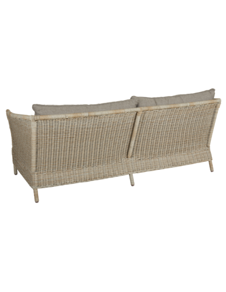 Sofá 3 Plazas Exterior ASTER, Ratán Sintético, Olefina / Beige - Brafab