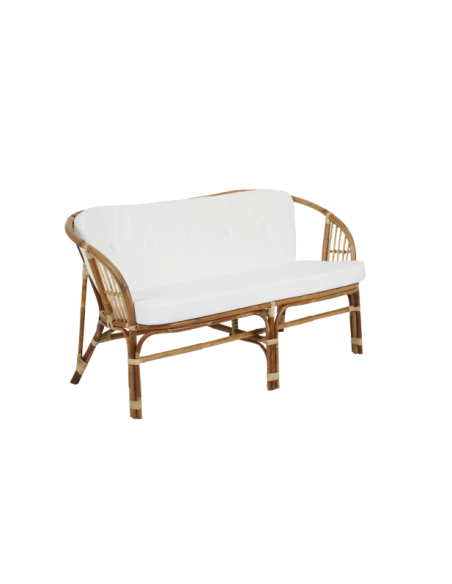 Sofá 2 Plazas Exterior ASTRAKAN, Ratán, Olefina / Natural / Blanco - Brafab