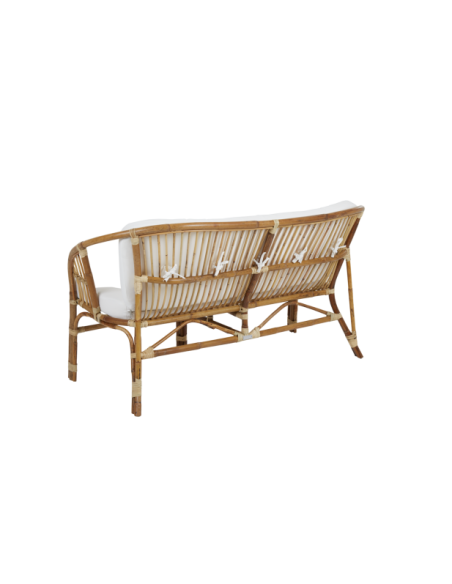 Sofá 2 Plazas Exterior ASTRAKAN, Ratán, Olefina / Natural / Blanco - Brafab