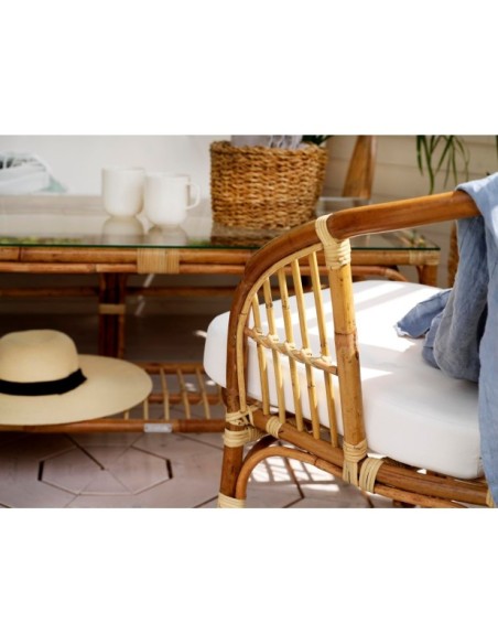 Sillón Exterior ASTRAKAN, Ratán, Olefina / Natural / Blanco - Brafab