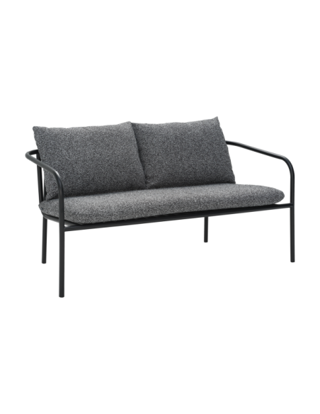 Sofá 2 Plazas Exterior BENDT, Aluminio, Poliéster Reciclado / Negro - Brafab