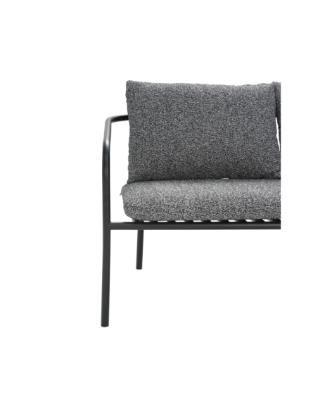 Sofá 2 Plazas Exterior BENDT, Aluminio, Poliéster Reciclado / Negro - Brafab