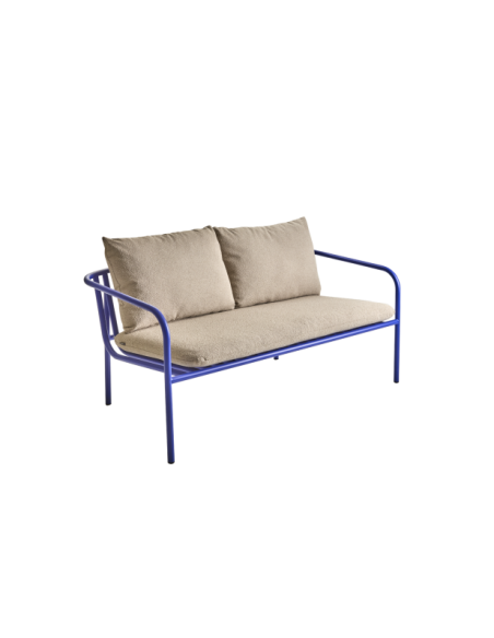 Sofá 2 Plazas Exterior BENDT, Aluminio, Poliéster Reciclado / Azul Índigo / Beige - Brafab