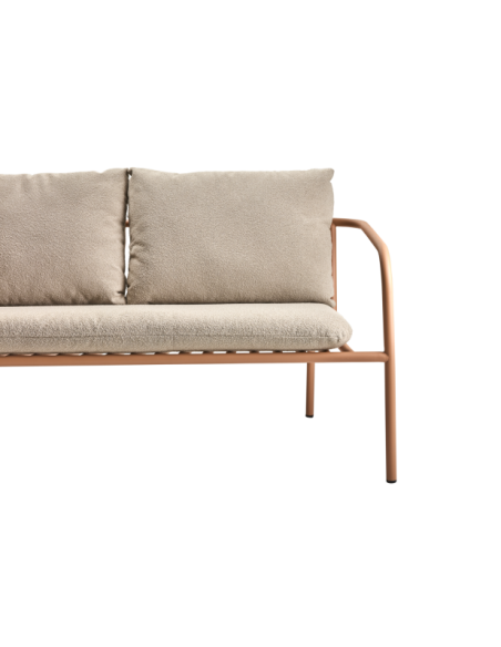 Sofá 2 Plazas Exterior BENDT, Aluminio, Poliéster Reciclado / Melocotón / Beige - Brafab