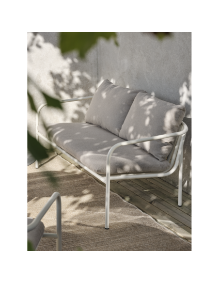 Sofá 2 Plazas Exterior BENDT, Aluminio, Poliéster Reciclado / Blanco Perla / Beige - Brafab