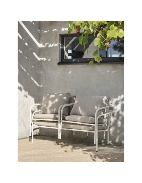 Sofá 2 Plazas Exterior BENDT, Aluminio, Poliéster Reciclado / Blanco Perla / Beige - Brafab