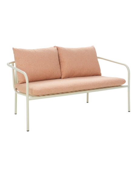 Sofá 2 Plazas Exterior BENDT, Aluminio, Poliéster Reciclado / Blanco Perla / Naranja - Brafab