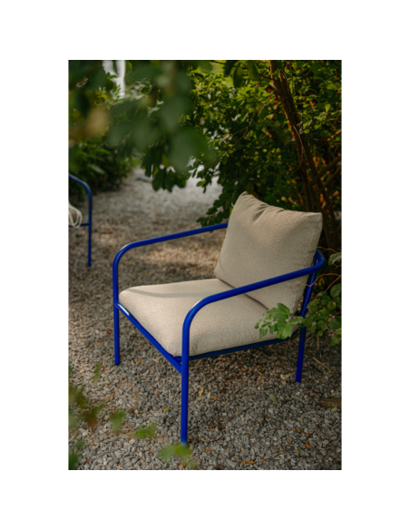 Sillón Exterior BENDT, Aluminio, Poliéster Reciclado / Azul Índigo / Beige - Brafab