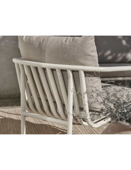 Sillón Exterior BENDT, Aluminio, Poliéster Reciclado / Blanco Perla / Beige - Brafab