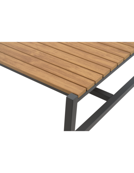 Set Sofá 214x279x81 cm y Mesa de Centro CAP, Aluminio, Textilene, Madera Sintética / Antracita / Marrón - Brafab