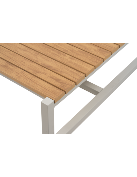 Set Sofá 214x214x81 cm y Mesa de Centro CAP, Aluminio, Textilene, Madera Sintética / Gris Claro / Gris - Brafab