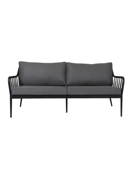 Sofá 3 Plazas Exterior COLEVILLE, Aluminio, Olefina / Negro / Gris - Brafab