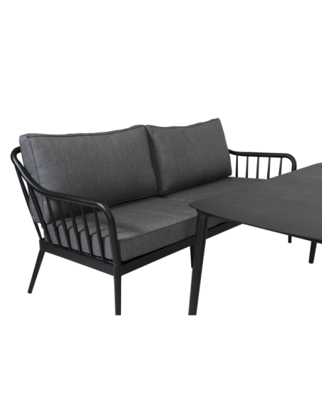 Sofá 3 Plazas Exterior COLEVILLE, Aluminio, Olefina / Negro / Gris - Brafab