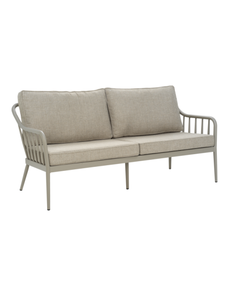 Sofá 3 Plazas Exterior COLEVILLE, Aluminio / Caqui / Beige - Brafab