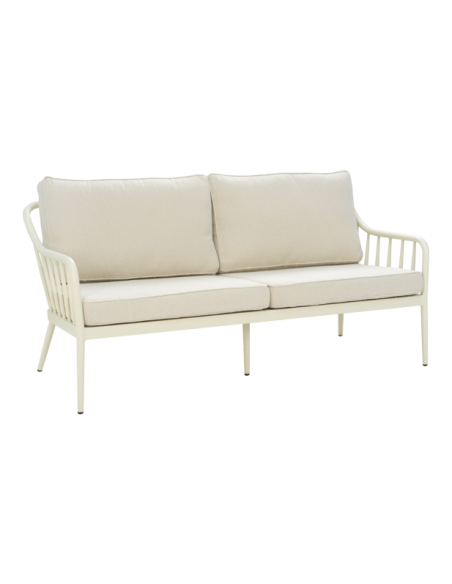 Sofá 3 Plazas Exterior COLEVILLE, Aluminio / Blanco Perla / Beige - Brafab