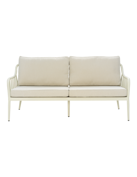 Sofá 3 Plazas Exterior COLEVILLE, Aluminio / Blanco Perla / Beige - Brafab