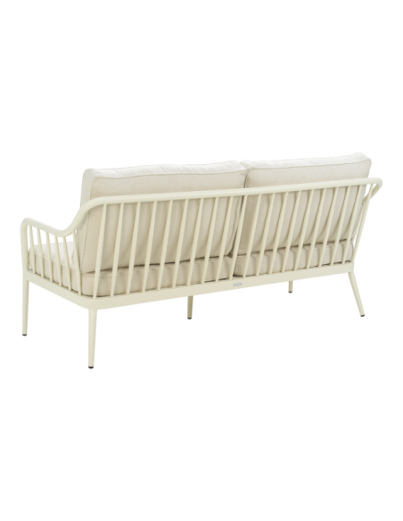 Sofá 3 Plazas Exterior COLEVILLE, Aluminio / Blanco Perla / Beige - Brafab