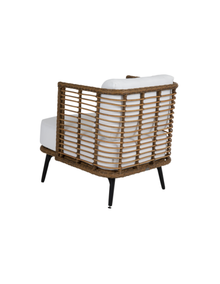 Sillón Exterior COVELO, Ratán Sintético, Olefina / Natural / Negro - Brafab