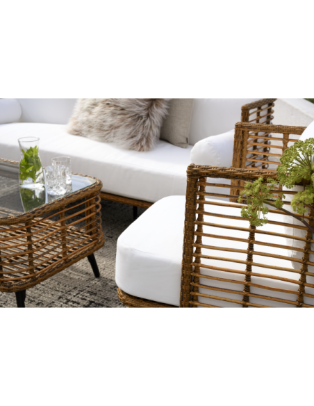 Sillón Exterior COVELO, Ratán Sintético, Olefina / Natural / Negro - Brafab