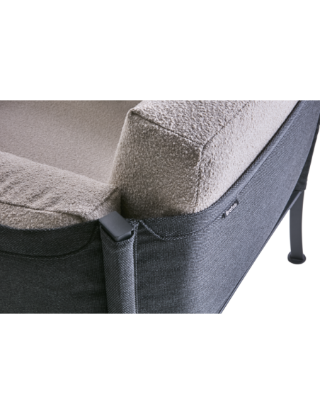 Sofá 3 Plazas Exterior DELUX, Acero Inox, Textilene / Negro / Beige - Brafab