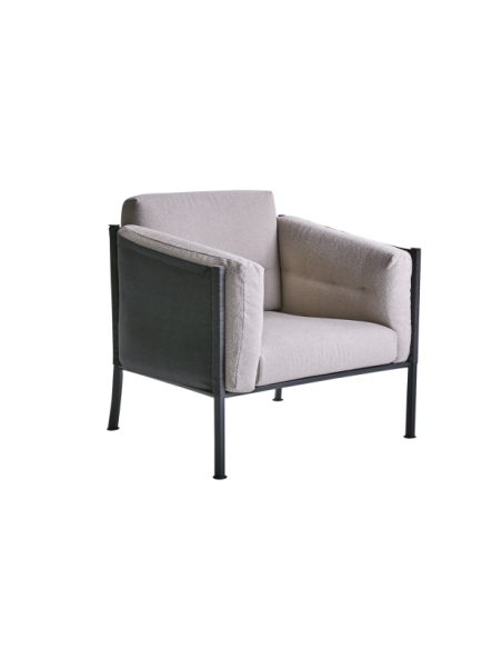 Sillón Exterior DELUX, Acero Inox, Textilene / Negro / Beige - Brafab