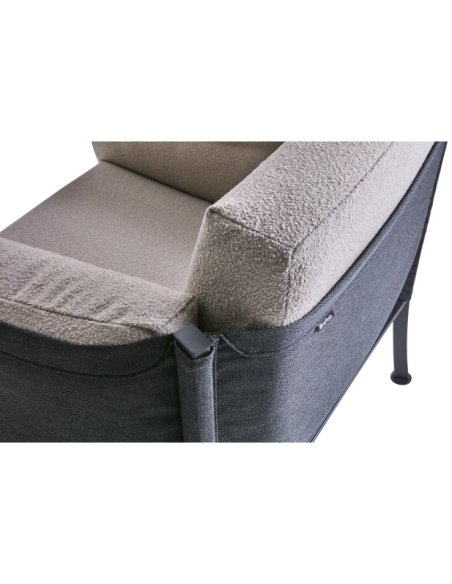 Sillón Exterior DELUX, Acero Inox, Textilene / Negro / Beige - Brafab