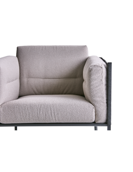 Sillón Exterior DELUX, Acero Inox, Textilene / Negro / Beige - Brafab