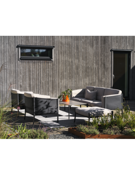 Sillón Exterior DELUX, Acero Inox, Textilene / Negro / Beige - Brafab