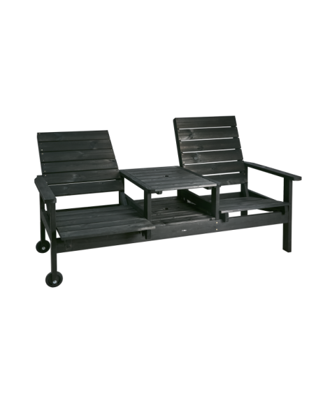 Sofá 2 Plazas Exterior DU & JA, Madera de Pino FSC™ / Negro - Brafab