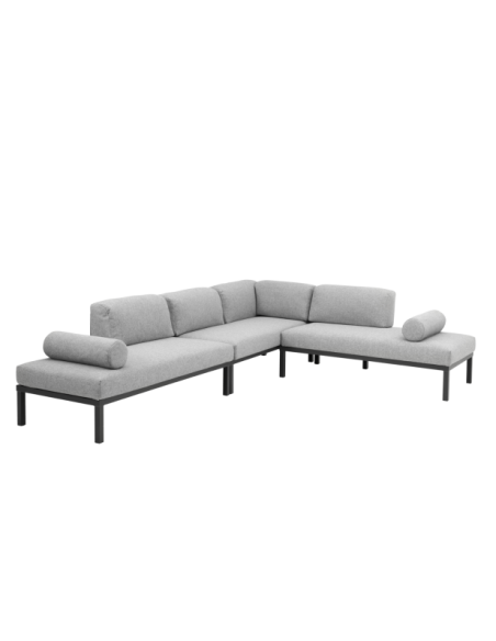 Set Sofá Modular Exterior GONESSE 225x295x74 cm, Aluminio, Olefina / Antracita / Gris - Brafab
