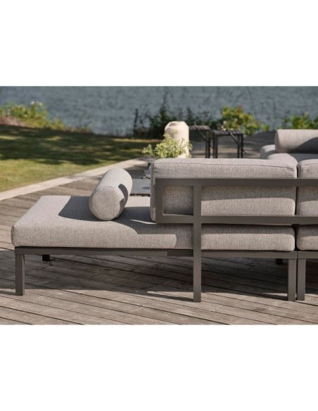 Set Sofá Modular Exterior GONESSE 225x295x74 cm, Aluminio, Olefina / Antracita / Gris - Brafab