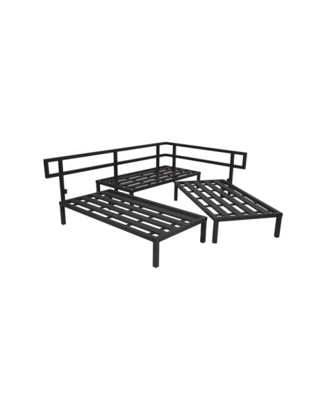 Set Sofá Modular Exterior GONESSE 225x295x74 cm, Aluminio, Olefina / Antracita / Gris - Brafab