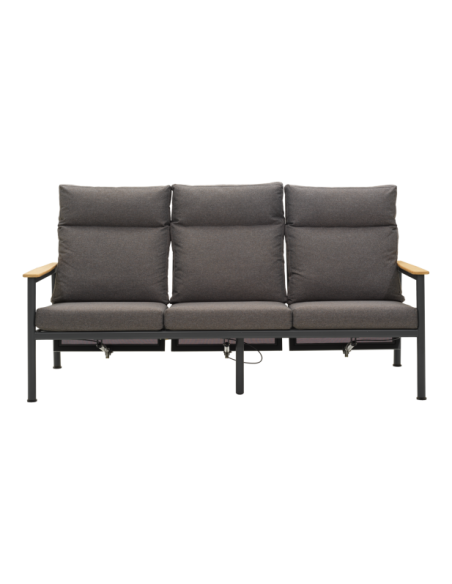 Sofá 3 Plazas Exterior GORDON, Aluminio, Textilene, Teca / Gris Antracita - Brafab