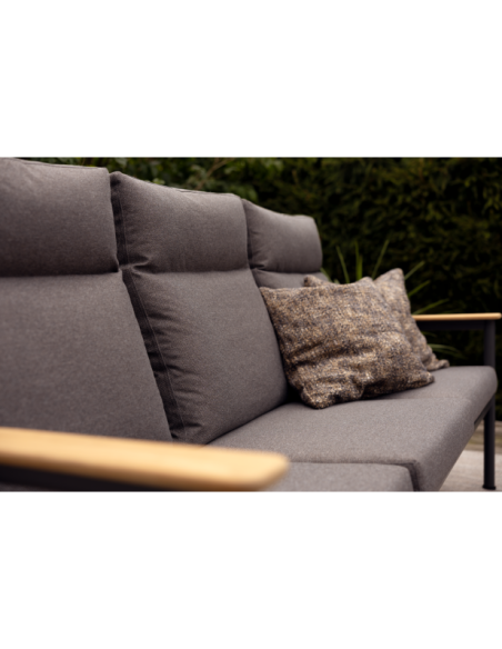 Sofá 3 Plazas Exterior GORDON, Aluminio, Textilene, Teca / Gris Antracita - Brafab