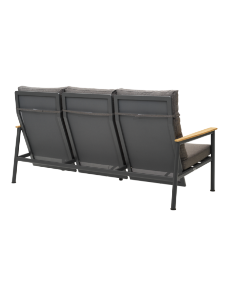 Sofá 3 Plazas Exterior GORDON, Aluminio, Textilene, Teca / Gris Antracita - Brafab