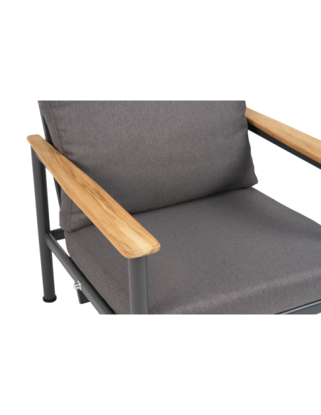 Sillón Exterior GORDON, Aluminio, Textilene, Teca / Gris Antracita - Brafab