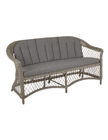 Sofá 2 Plazas Exterior KAMOMILL, Ratán Sintético, Olefina / Beige - Brafab