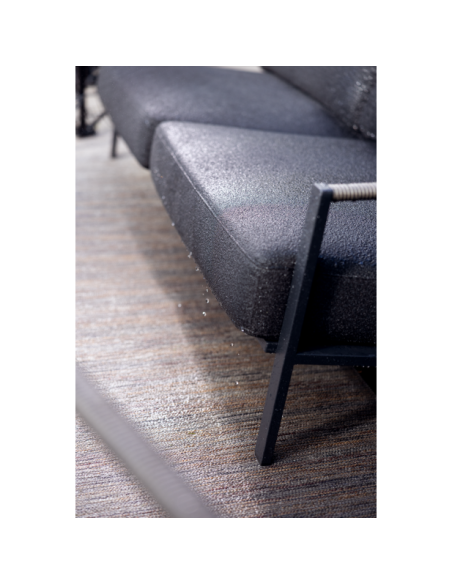 Sofá Exterior 2, Acero Inox, Poliéster Reciclado / 5 Plazas LYRA, Negro / Negro - Brafab