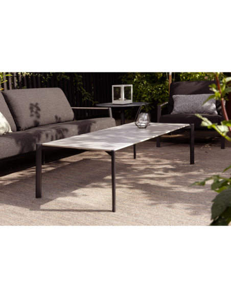 Sofá Exterior 2, Acero Inox, Poliéster Reciclado / 5 Plazas LYRA, Negro / Negro - Brafab