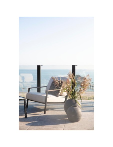 Sillón Exterior LYRA, Acero Inox, Olefina / Negro / Arena - Brafab