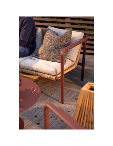 Sofá 2 Plazas Exterior MOTTY, Aluminio, Ratán Sint, Poliéster Reciclado / Rojo / Beige - Brafab