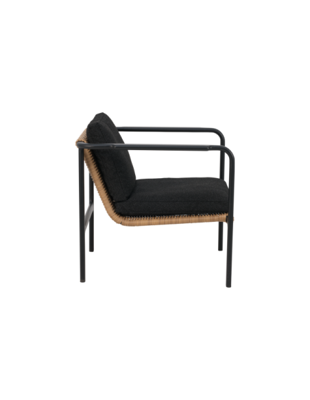 Sillón Exterior MOTTY, Aluminio, Ratán Sint, Poliéster Reciclado / Negro - Brafab