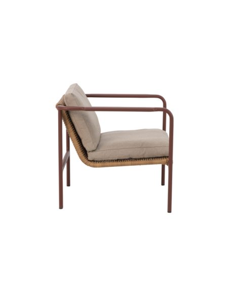 Sillón Exterior MOTTY, Aluminio, Ratán Sint, Poliéster Reciclado / Rojo / Beige - Brafab