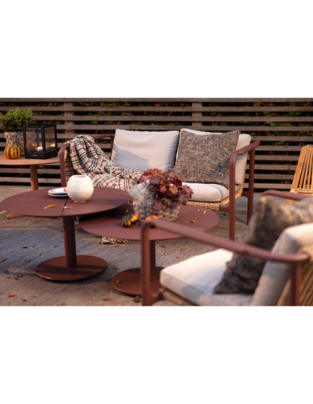 Sillón Exterior MOTTY, Aluminio, Ratán Sint, Poliéster Reciclado / Rojo / Beige - Brafab